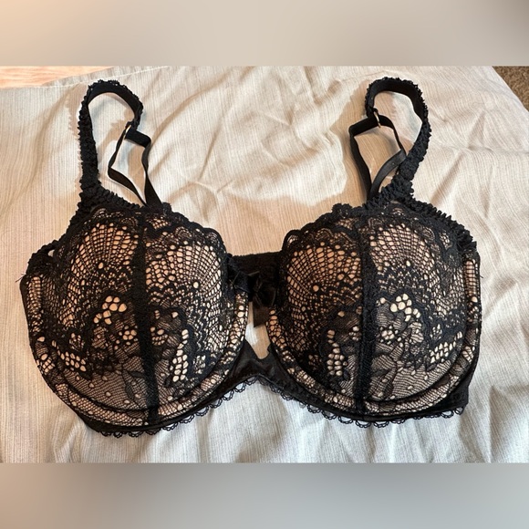 Adore Me Women's Kimmy Mesh Black Balconette Push Up Bra 32C #1631 - Picture 3 of 7